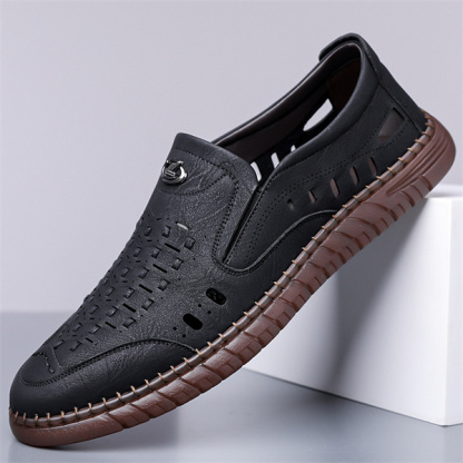 Men's genuine leather handmade non-slip soft sole casual sandals