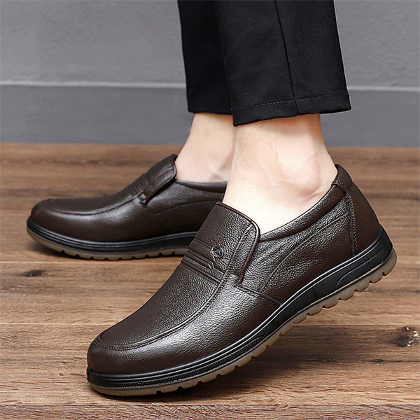 Men's leather soft sole casual loafers-MENSZONES