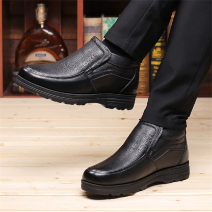 Men's leather waterproof fleece lined soft sole shoes-MENSZONES