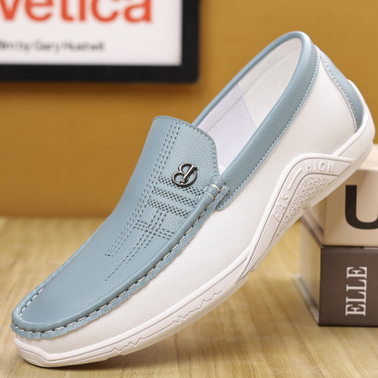 Men's genuine leather soft-soled non-slip casual loafers-MENSZONES