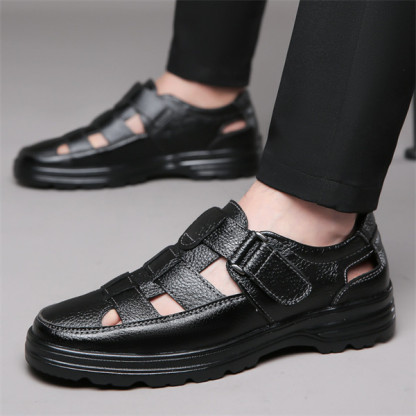 Men's outdoor casual genuine leather comfortable non-slip sandals-MENSZONES