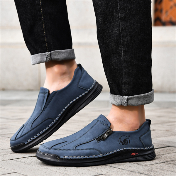 Men's genuine leather handmade non-slip breathable casual loafers