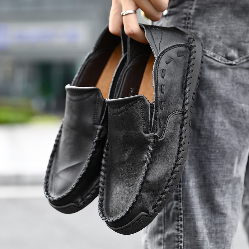 Men's genuine leather handmade soft-soled non-slip casual loafers