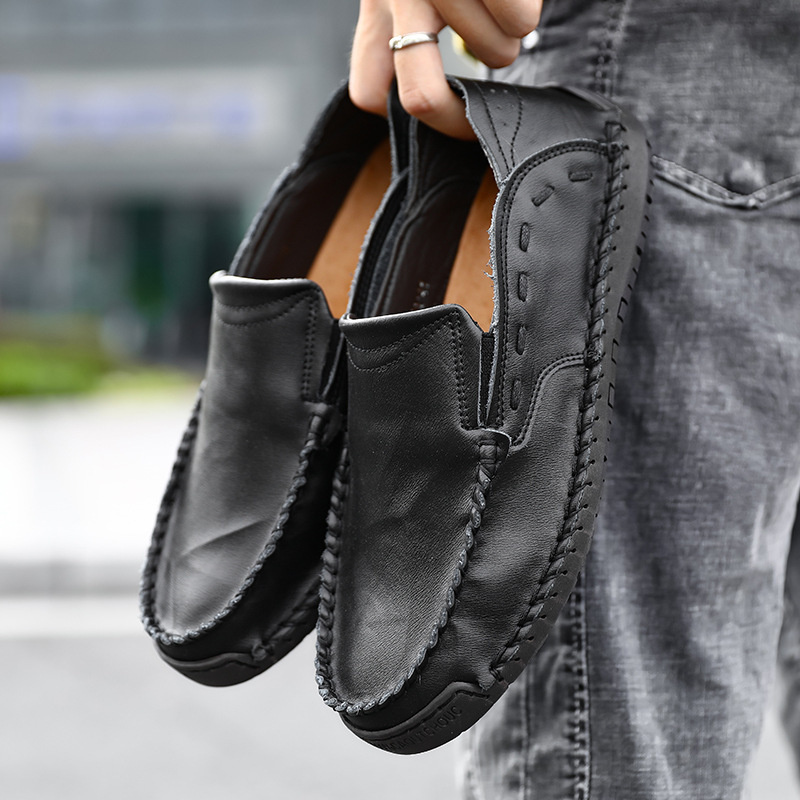 Men's genuine leather handmade soft-soled non-slip casual loafers