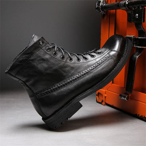 Mens Genuine Leather Waterproof Non-slip Arch Support Hiking Casual Chukka Boots