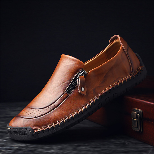 Men's Waterproof Handmade Side Zipper Casual Comfort Loafers