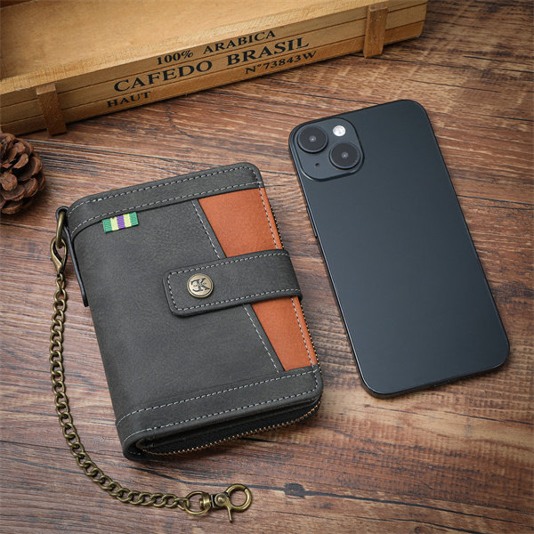 Genuine leather anti-theft zipper coin purse and card holder