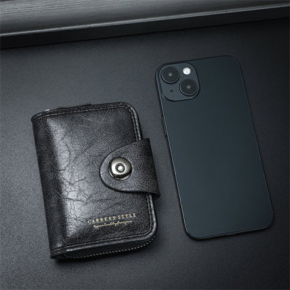 Genuine leather anti-theft zipper coin purse and card holder