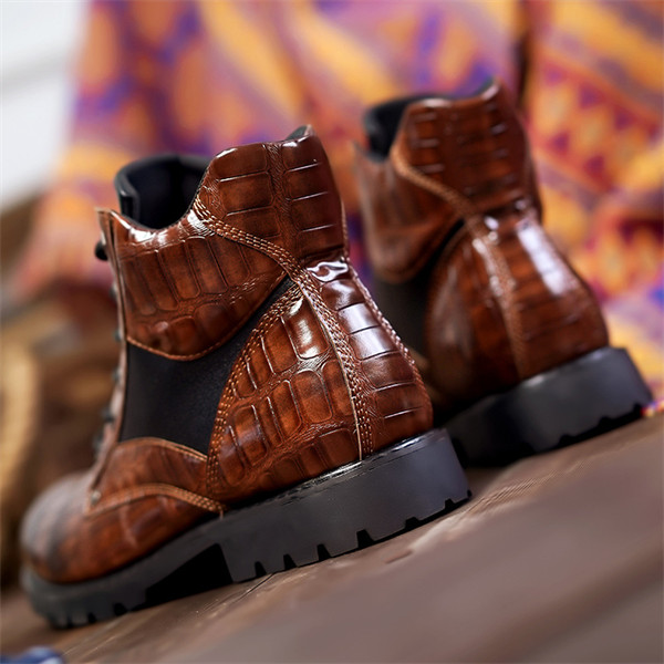 Men's genuine leather waterproof and non-slip retro casual martin boots-MENSZONES