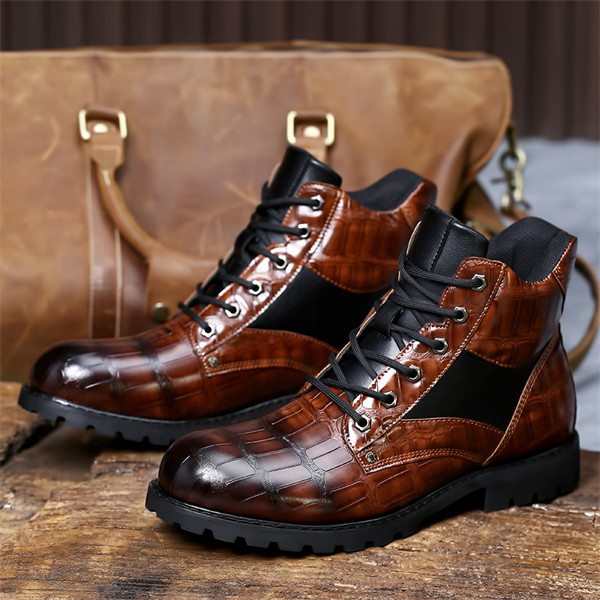 Men's genuine leather waterproof and non-slip retro casual martin boots-MENSZONES