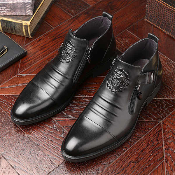 Men's Dress Shoes Walking Casual Daily Genuine Leather Comfort Boots-MENSZONES