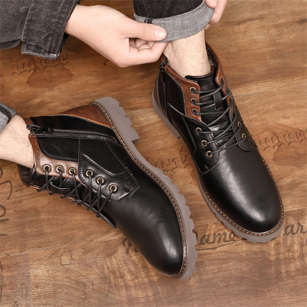 Men's genuine leather waterproof and non-slip vintage Martin boots-MENSZONES