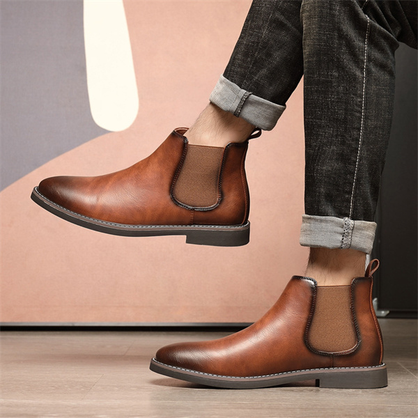 Men's genuine leather non-slip comfortable Chelsea shoes-MENSZONES