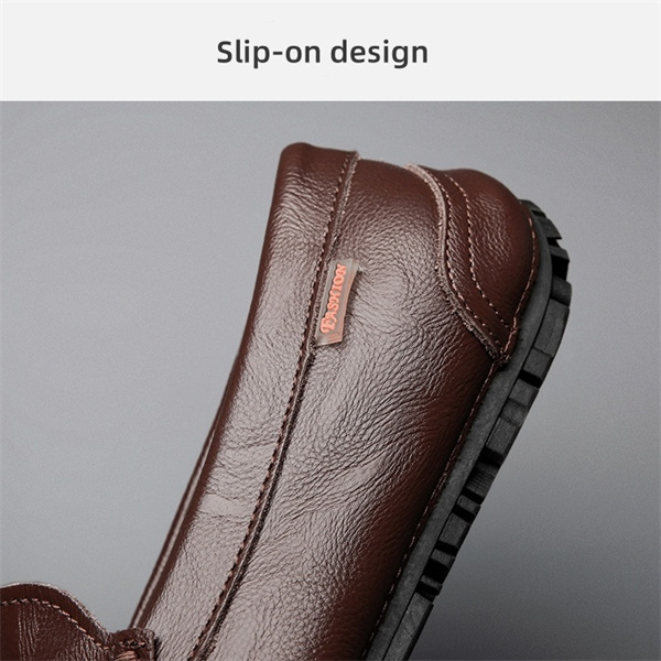 Genuine leather comfortable and casual slip-on loafers