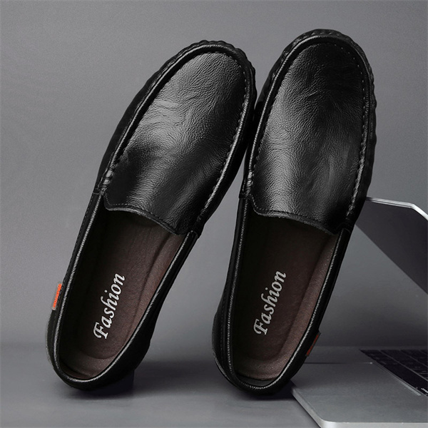 Genuine leather comfortable and casual slip-on loafers