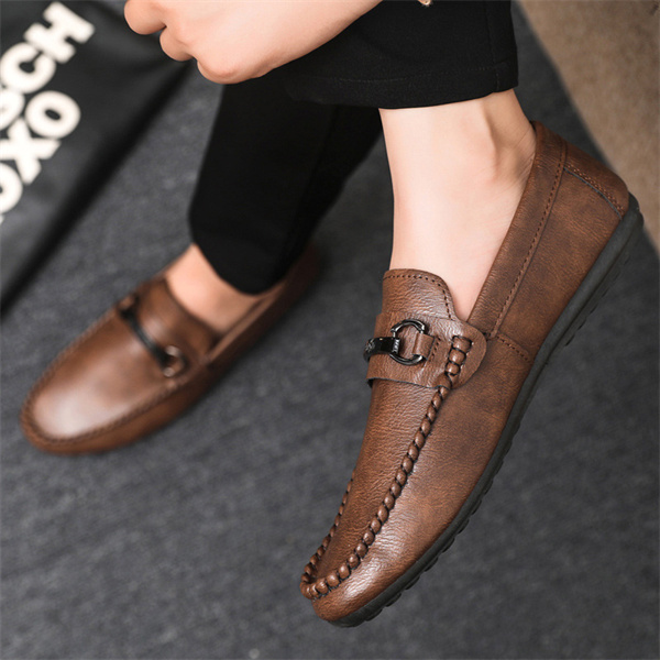 Men's leather comfortable casual slip-on loafers