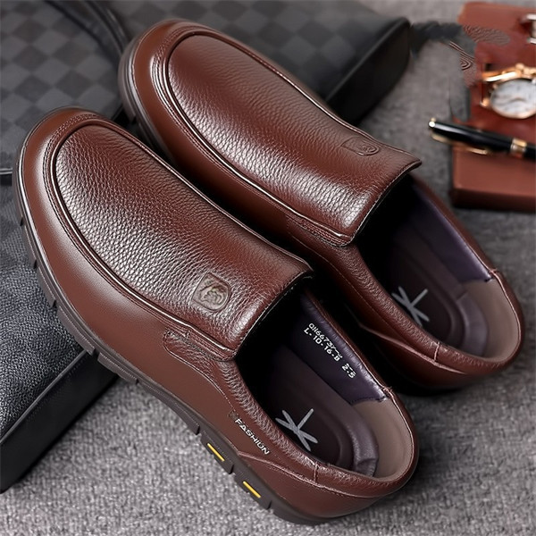 Men’s Genuine Leather Loafers | Slip-On Business Casual Shoes