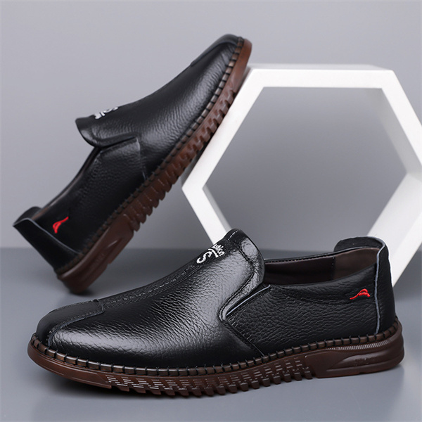Men's genuine leather soft sole non-slip arch support casual loafers