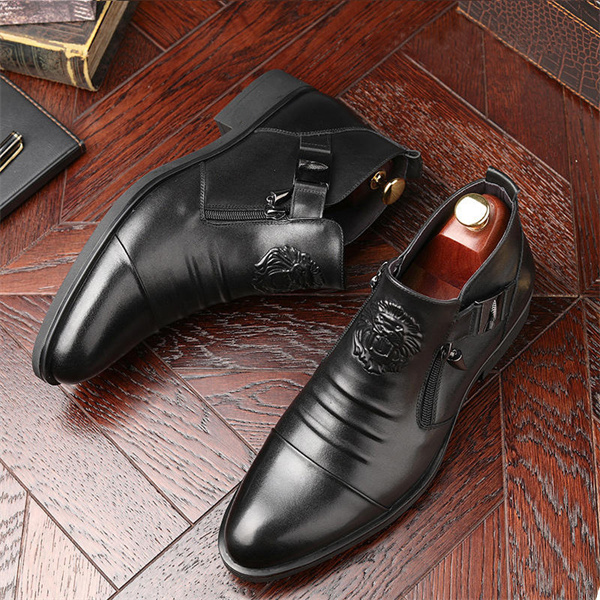 Men's Dress Shoes Walking Casual Daily Genuine Leather Comfort Boots-MENSZONES