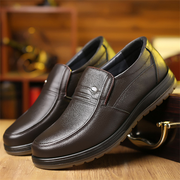 Men's leather soft sole casual loafers-MENSZONES