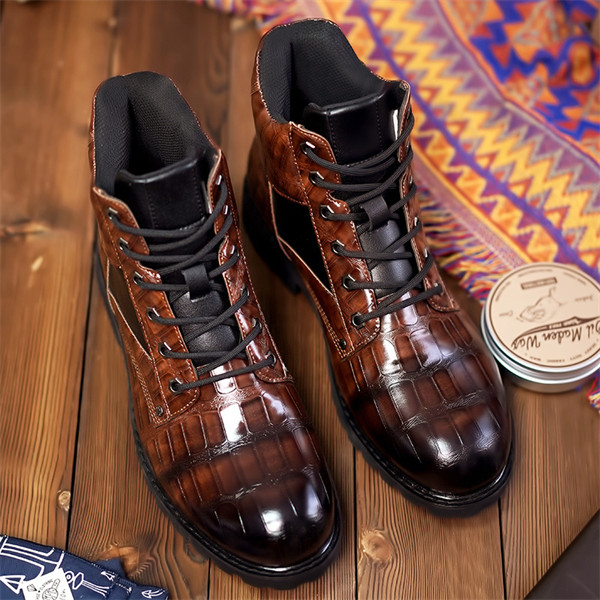 Men's genuine leather waterproof and non-slip retro casual martin boots-MENSZONES