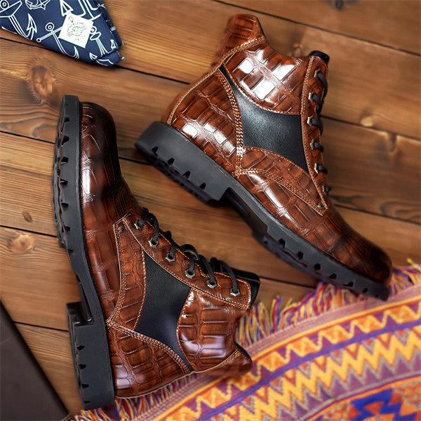 Men's genuine leather waterproof and non-slip retro casual martin boots-MENSZONES