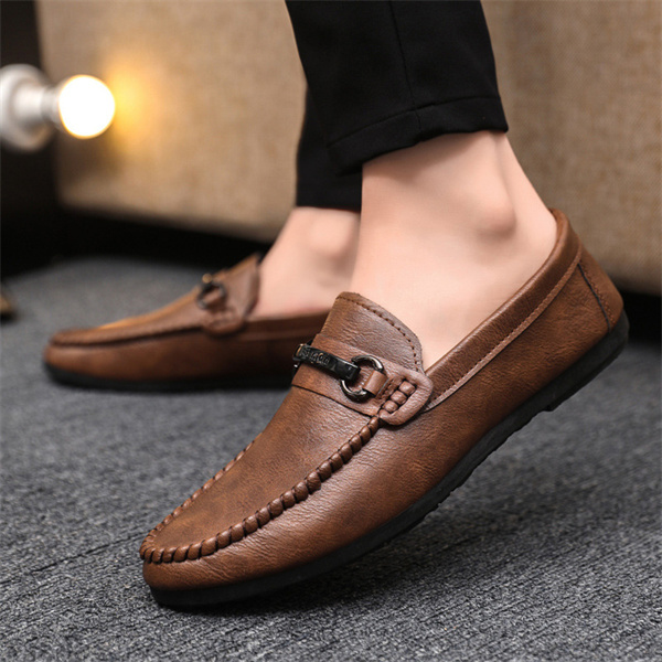 Men's leather comfortable casual slip-on loafers
