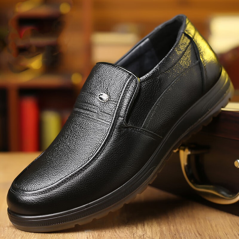 Men's leather soft sole casual loafers-MENSZONES