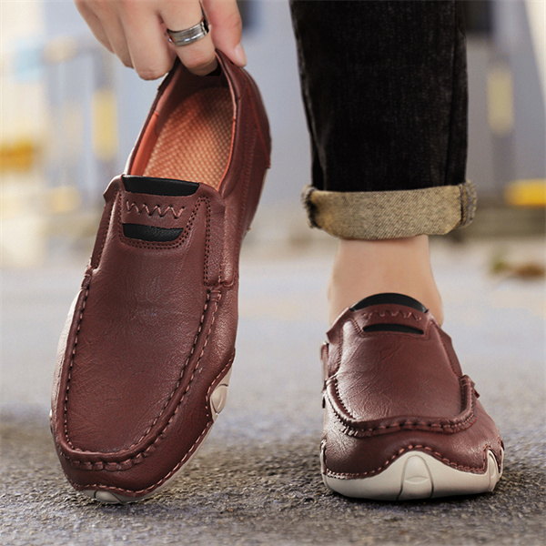 Men's Genuine Leather Padded, Non-Slip, Comfortable Casual Loafers