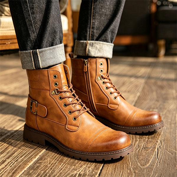 [Copy]Mens Genuine Leather Waterproof Non-slip Arch Support Hiking Casual Chukka Boots