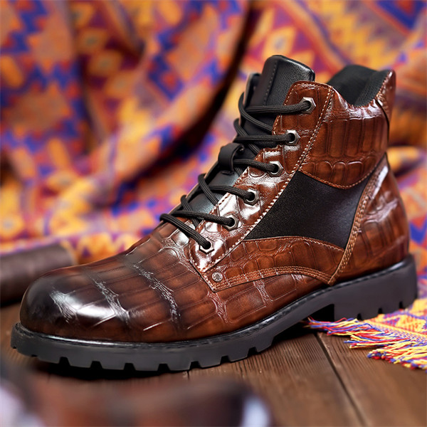 Men's genuine leather waterproof and non-slip retro casual martin boots-MENSZONES