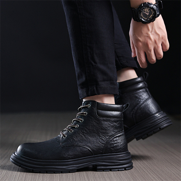 Men's Genuine Leather Waterproof Non-slip Casual Chukka Boots-MENSZONES