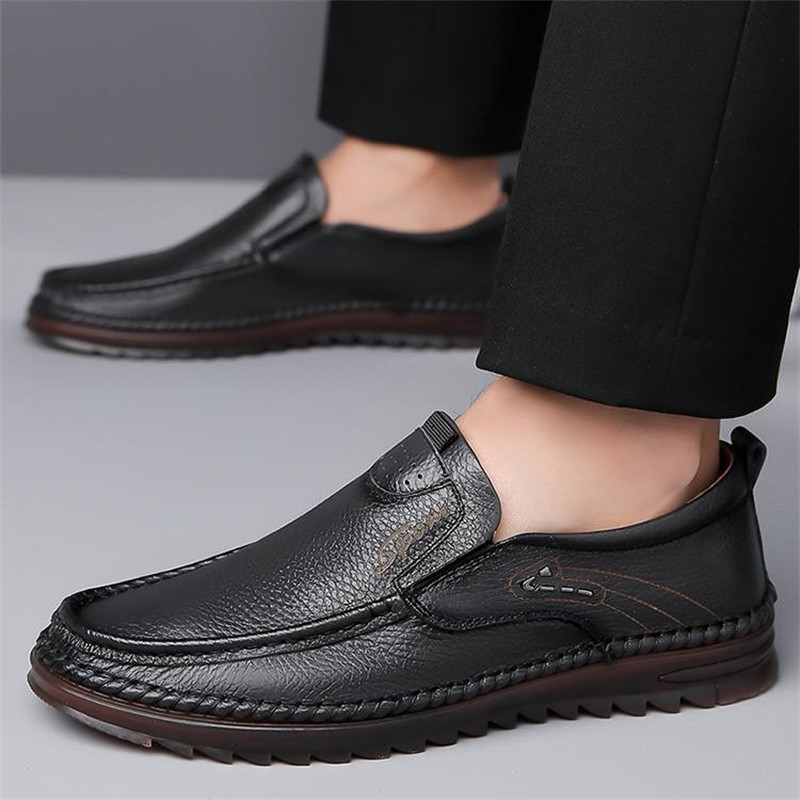 Men's Genuine Leather Soft Sole Non-Slip Arch Support Loafers