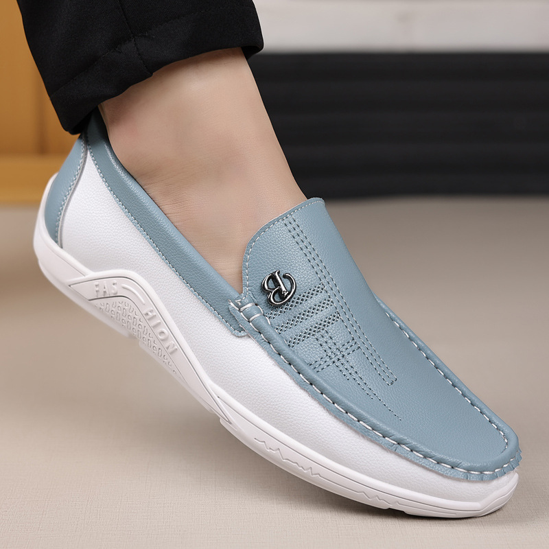 Men's genuine leather soft-soled non-slip casual loafers-MENSZONES