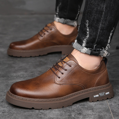 Men's stylish genuine leather non-slip waterproof martin shoes-MENSZONES