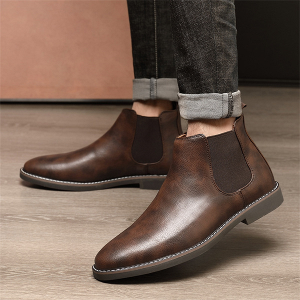 Men's genuine leather non-slip comfortable Chelsea shoes-MENSZONES