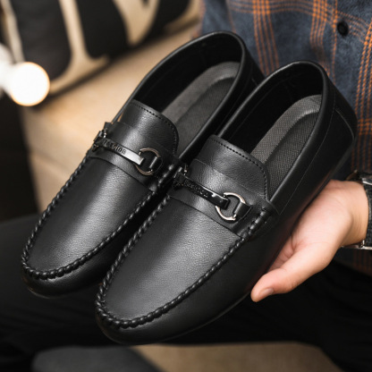 Men's leather comfortable casual slip-on loafers