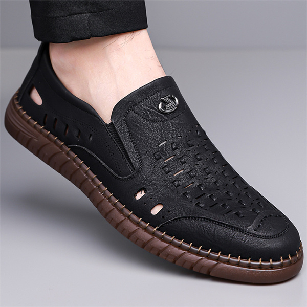 Men's genuine leather handmade non-slip soft sole casual sandals