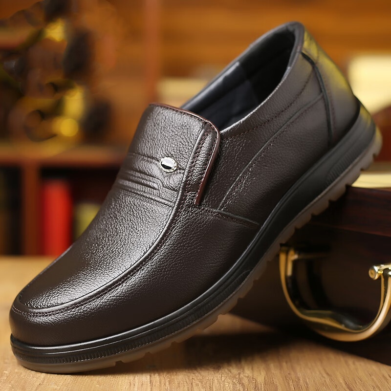 Men's leather soft sole casual loafers-MENSZONES