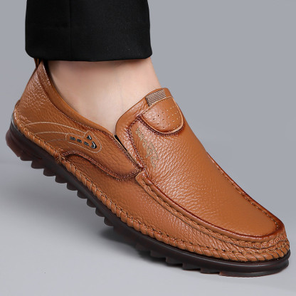 Men's Genuine Leather Soft Sole Non-Slip Arch Support Loafers