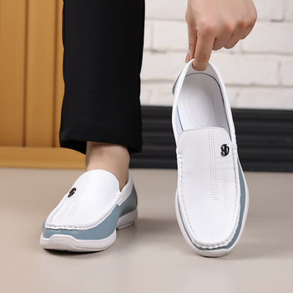 Men's genuine leather soft-soled non-slip casual loafers-MENSZONES