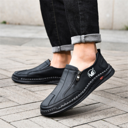 Men's genuine leather handmade non-slip breathable casual loafers