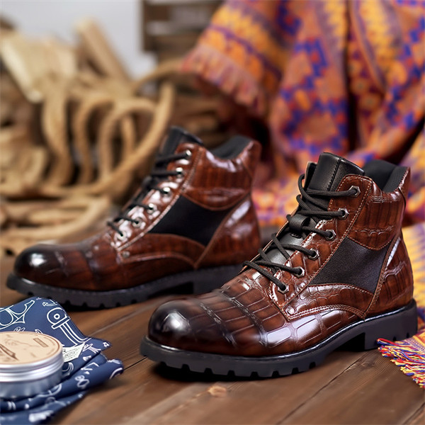 Men's genuine leather waterproof and non-slip retro casual martin boots-MENSZONES