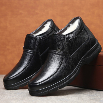 Men's Genuine Leather Waterproof Wool Lined Soft-Sole Loafers | Warm & Comfortable