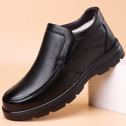 Men's Genuine Leather Waterproof Wool Lined Soft-Sole Loafers | Warm & Comfortable