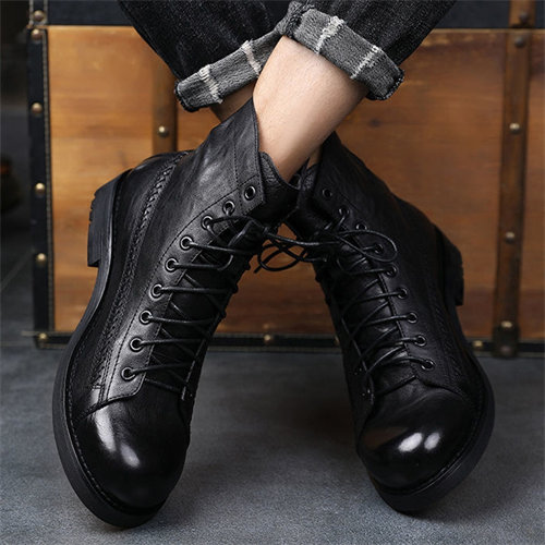 Mens Genuine Leather Waterproof Non-slip Arch Support Hiking Casual Chukka Boots