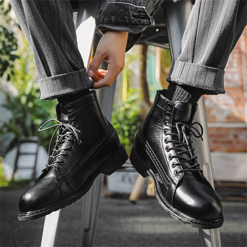 Mens Genuine Leather Waterproof Non-slip Arch Support Hiking Casual Chukka Boots