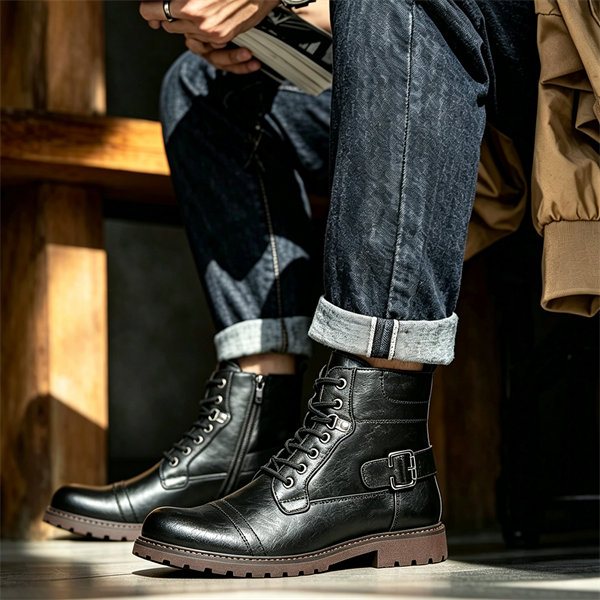 [Copy]Mens Genuine Leather Waterproof Non-slip Arch Support Hiking Casual Chukka Boots