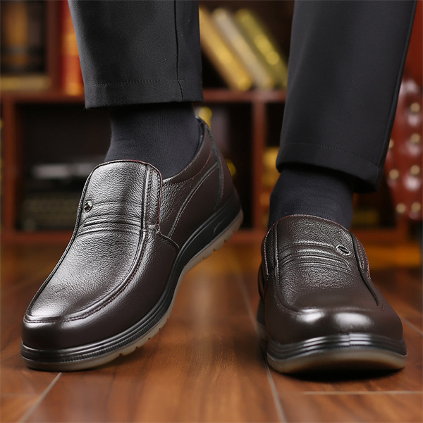 Men's leather soft sole casual loafers-MENSZONES