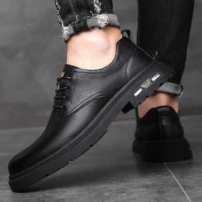 Men's stylish genuine leather non-slip waterproof martin shoes-MENSZONES